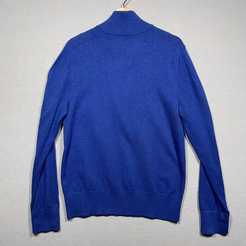 Banana‎ Republic Sweater Men Medium Quarter Zip Blue Cotton Cashmere Blend